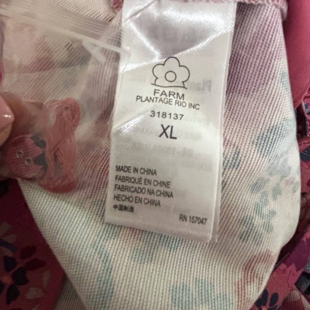 FARM Rio Floral Birds Blush Jumpsuit with Puff Sleeves Size: XL - Picture 11 of 16